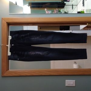 GIANNI BINI DARK WASHED DISTRESSED SKINNY JEANS